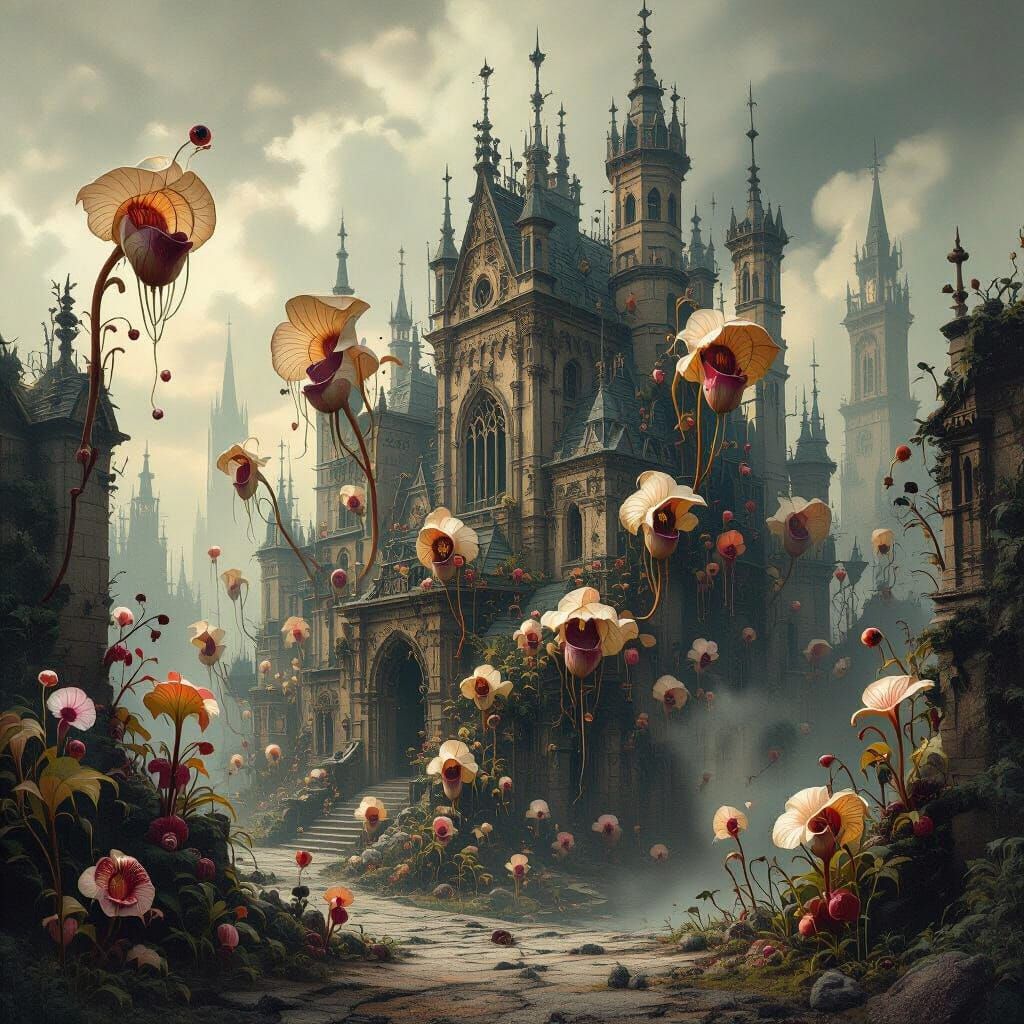Gothic Metropolis Overrun by Carnivorous Plants