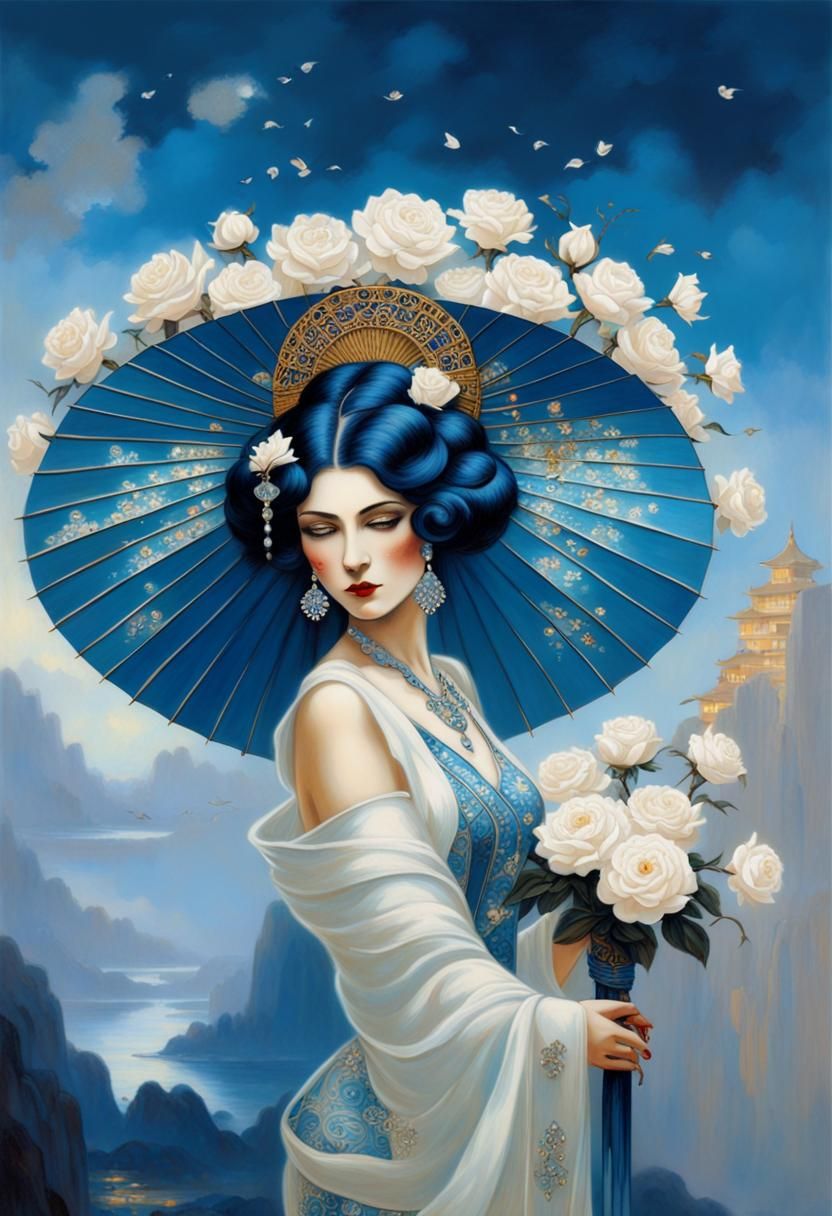 Ethereal Art Deco Siren in Chinese Inspired Regalia