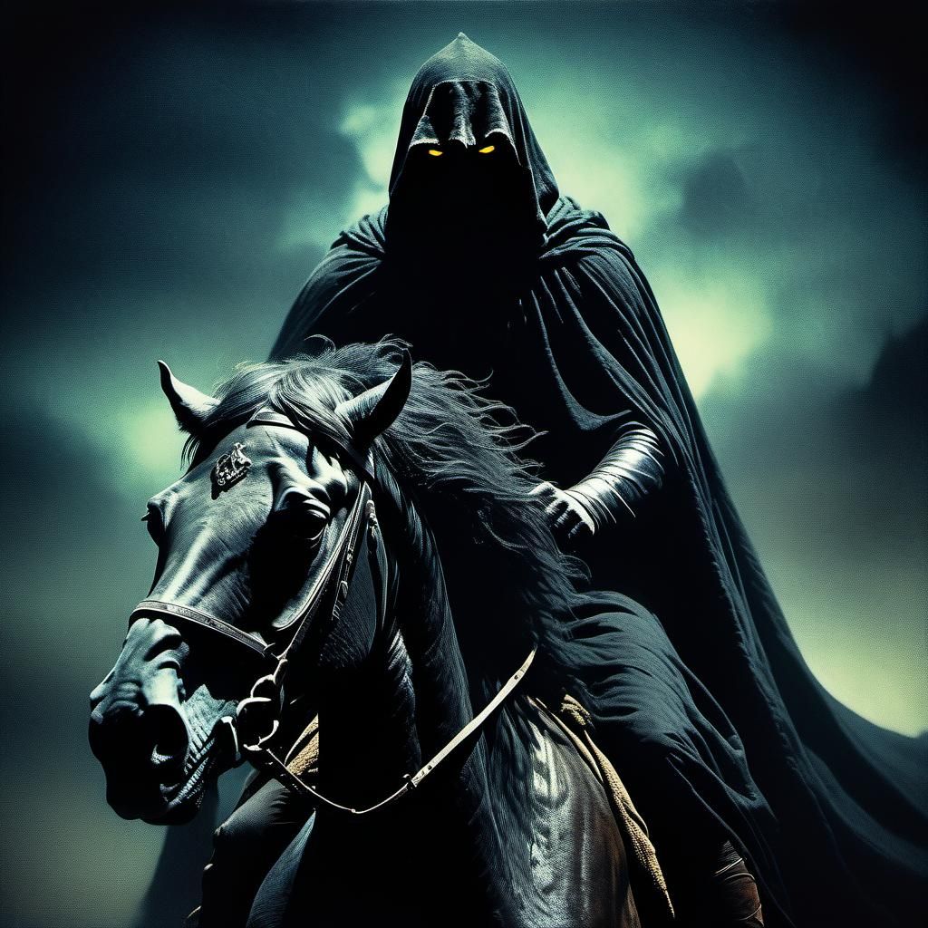 Nazgul Creature on Dark Horse, Retro Polaroid Style