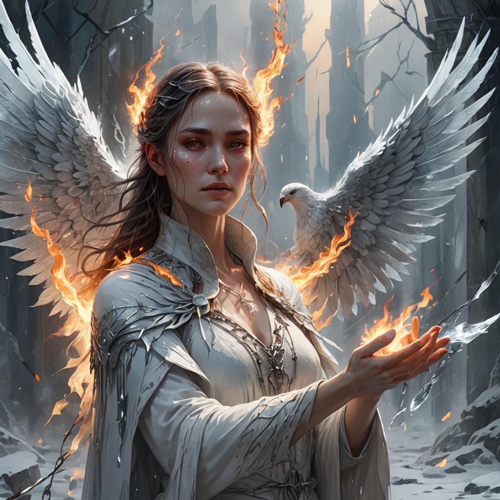 Fiery Ice Queen: Fantasy Concept Art Portrait