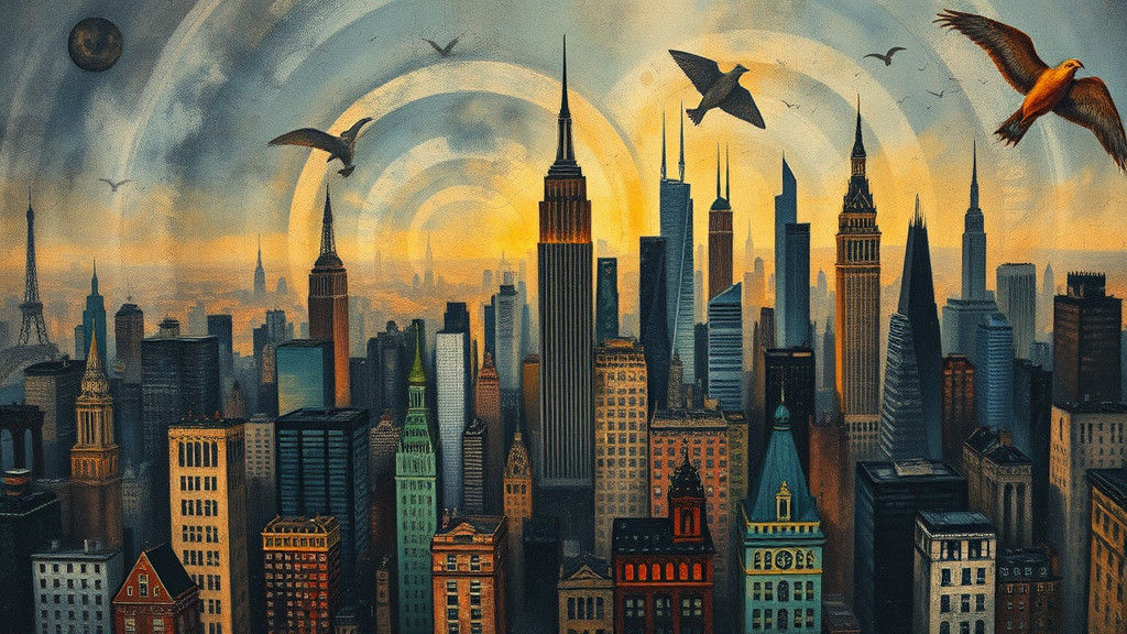 Surreal US Cityscape in Impasto Heavy Metal Style