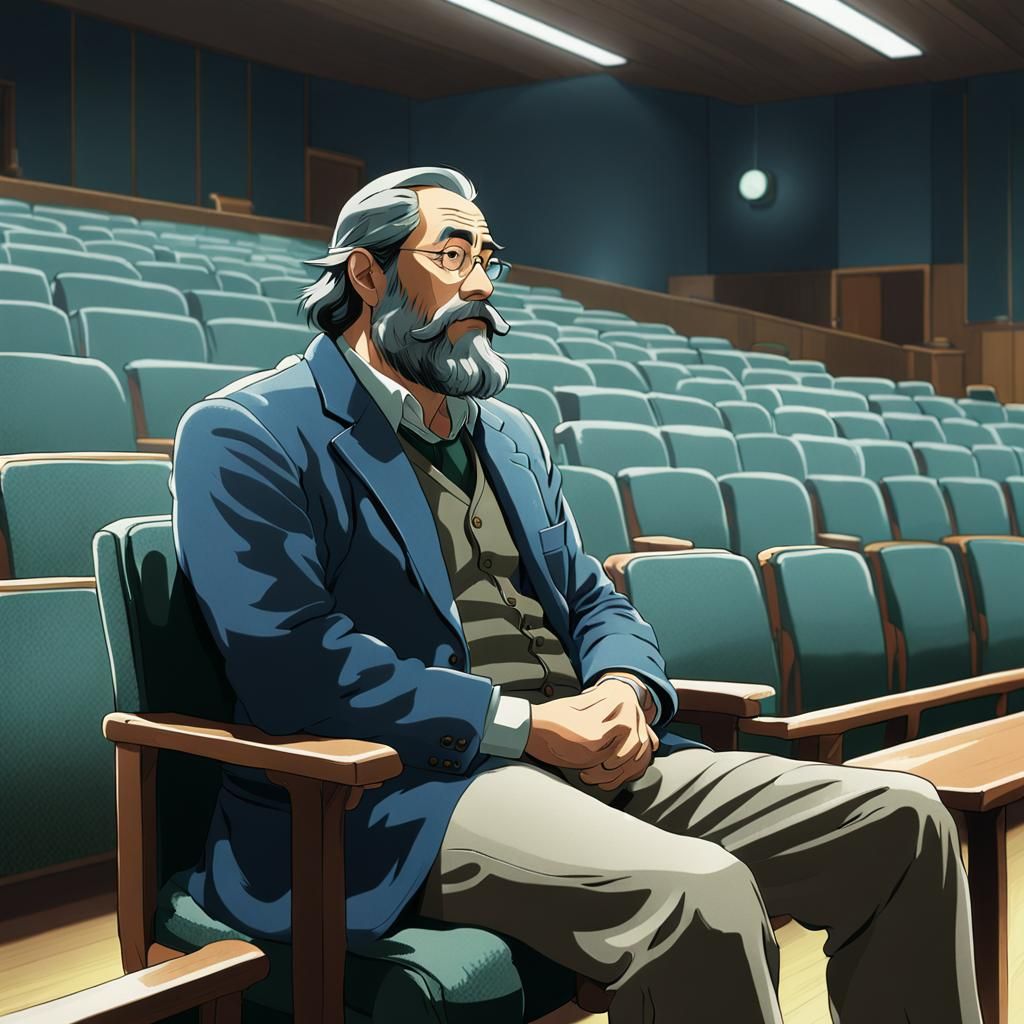 Man Attends Lecture in Studio Ghibli Anime Style