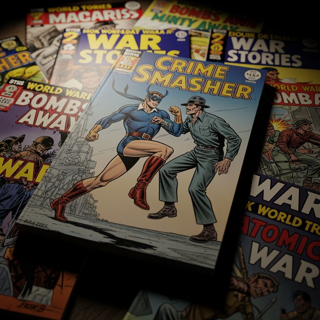WWII Comic Books Featuring Crime Smasher in Realistic Style