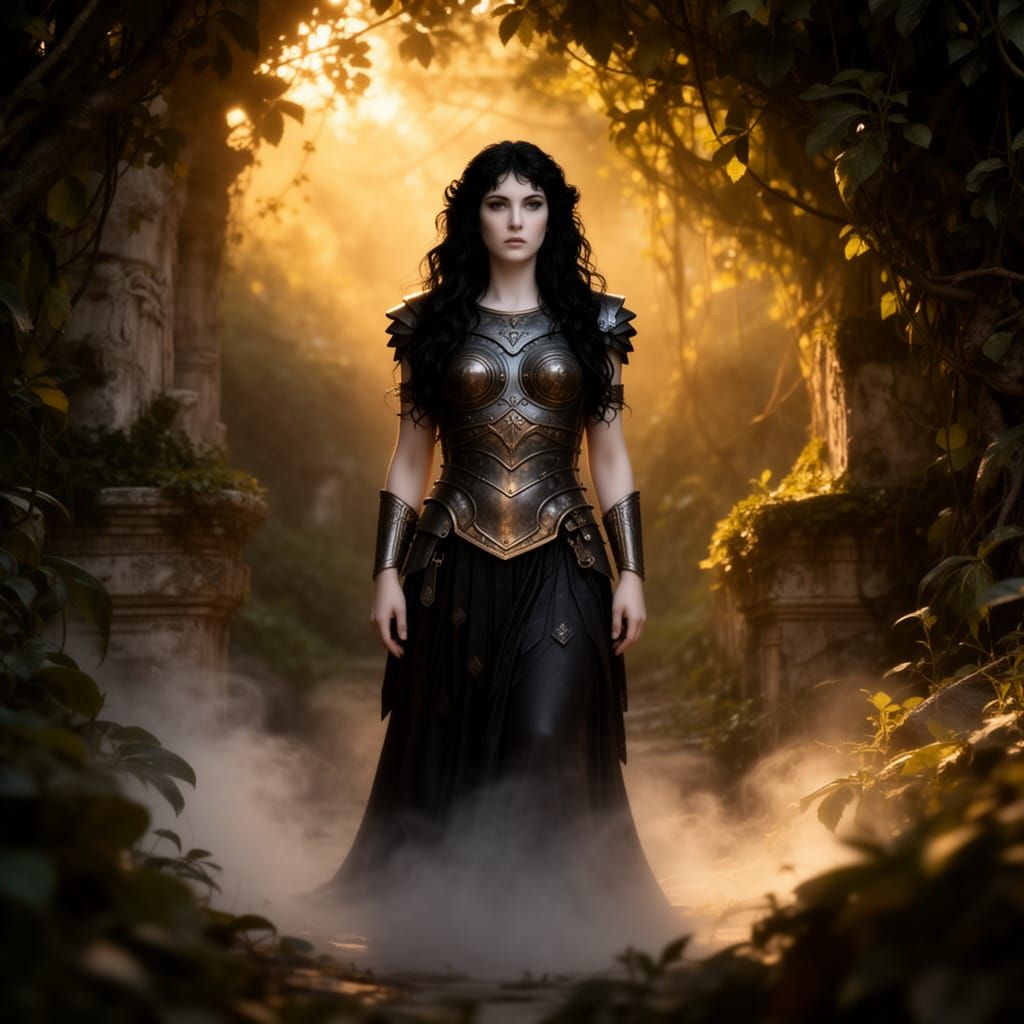 Ancient Greek Warrior Woman in Golden Hour Light