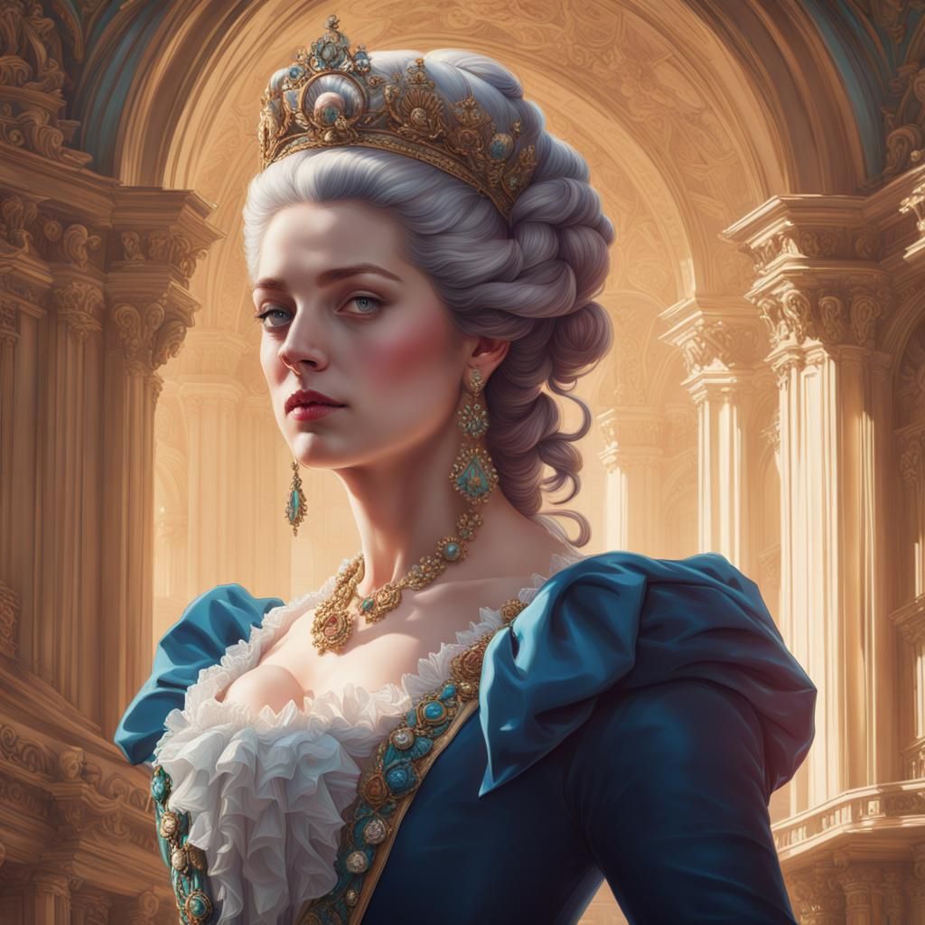 Marie Antoinette Portrait in Art Nouveau Style