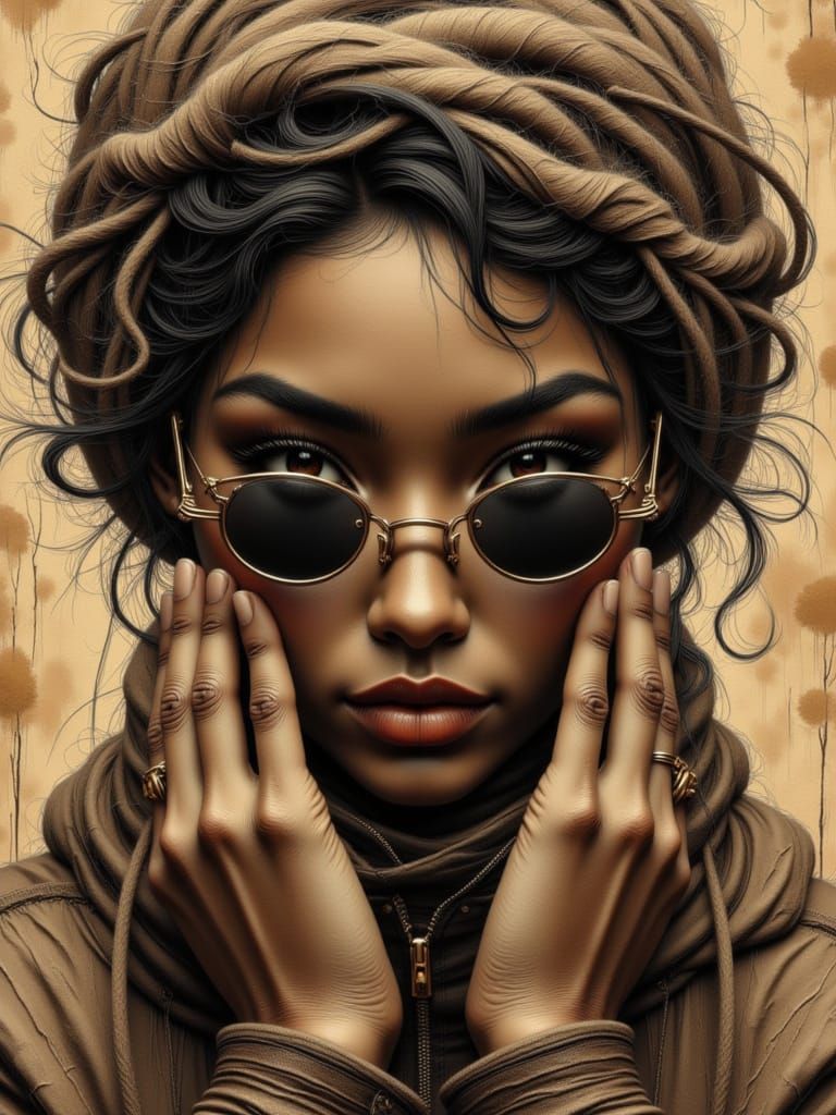 Sepia Musicians Portrait in Splash Art Style