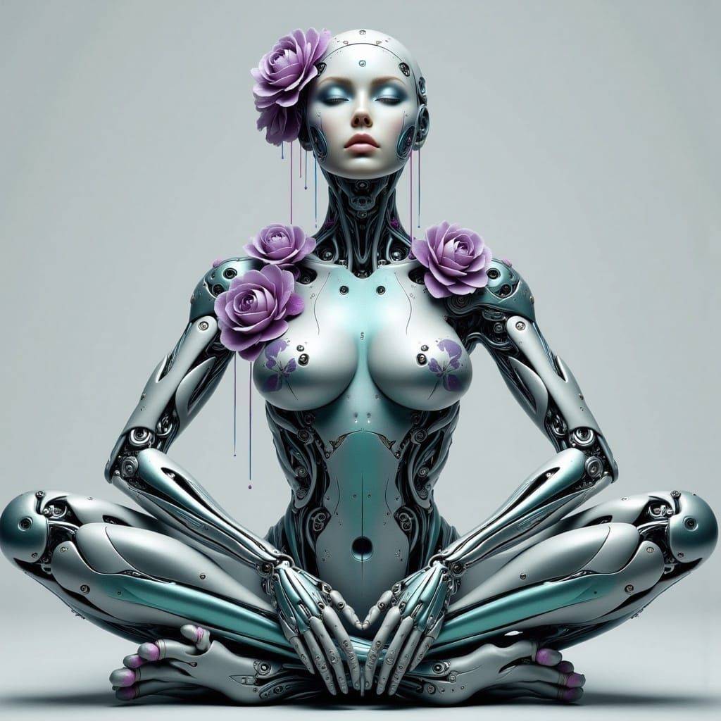 Biomechanical Robotic Lady in Tree Pose