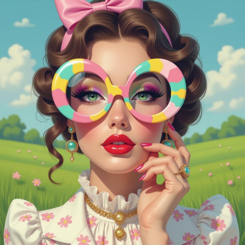 Dreamlike Fantasy Portrait with Surreal Eyewear