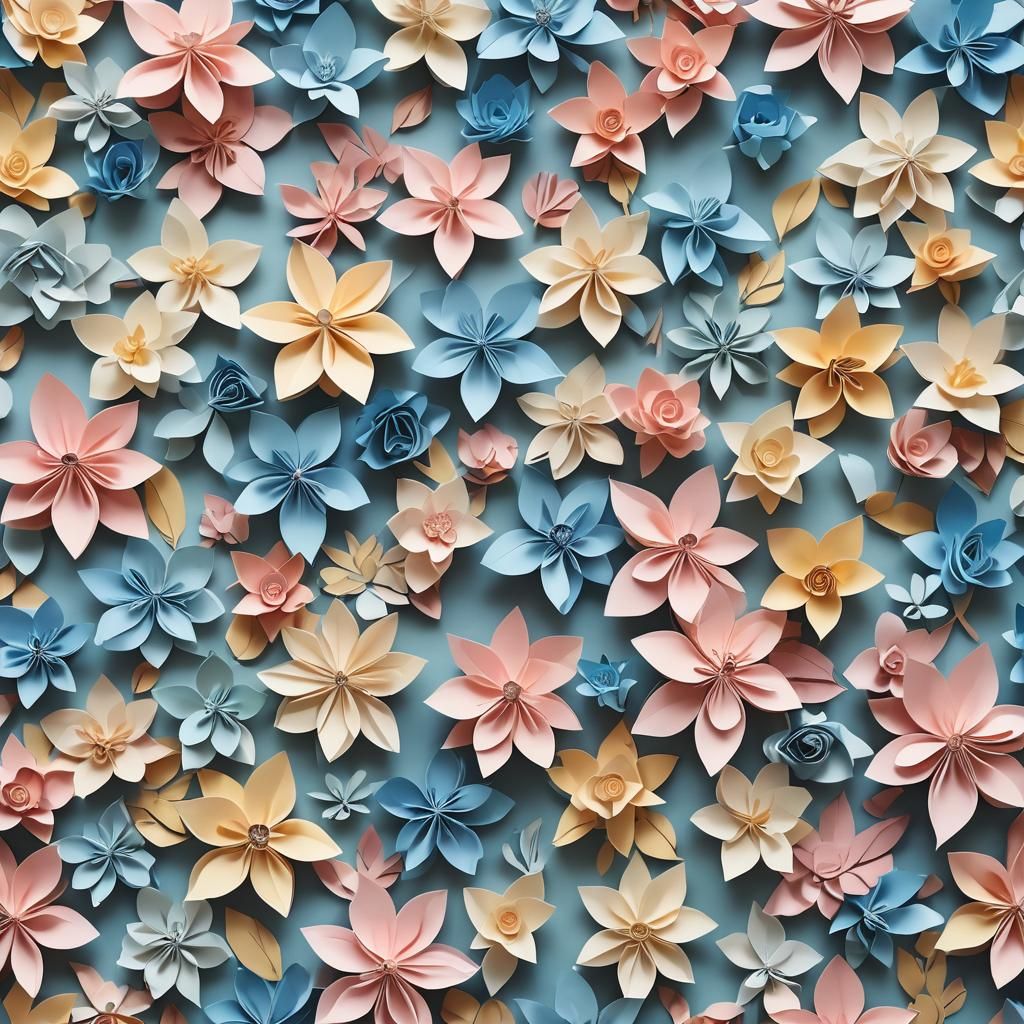 Delicate Origami Paper Art with Autumn Flowers