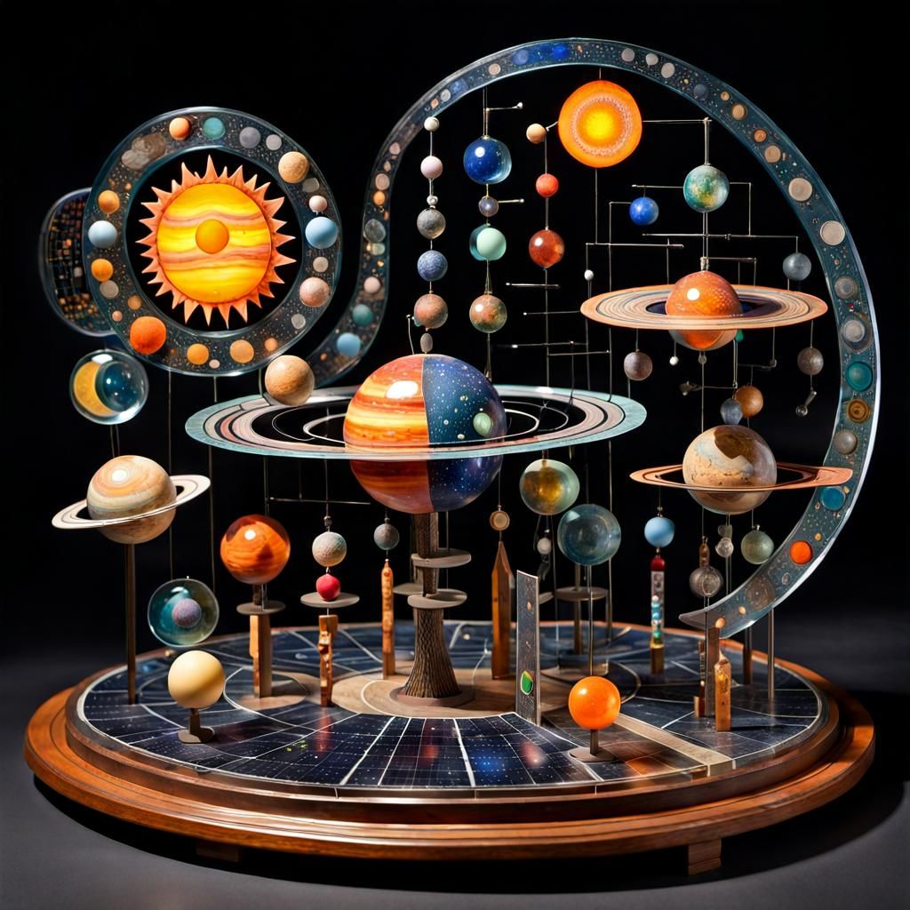 Whimsical Solar System in Folk Art Style
