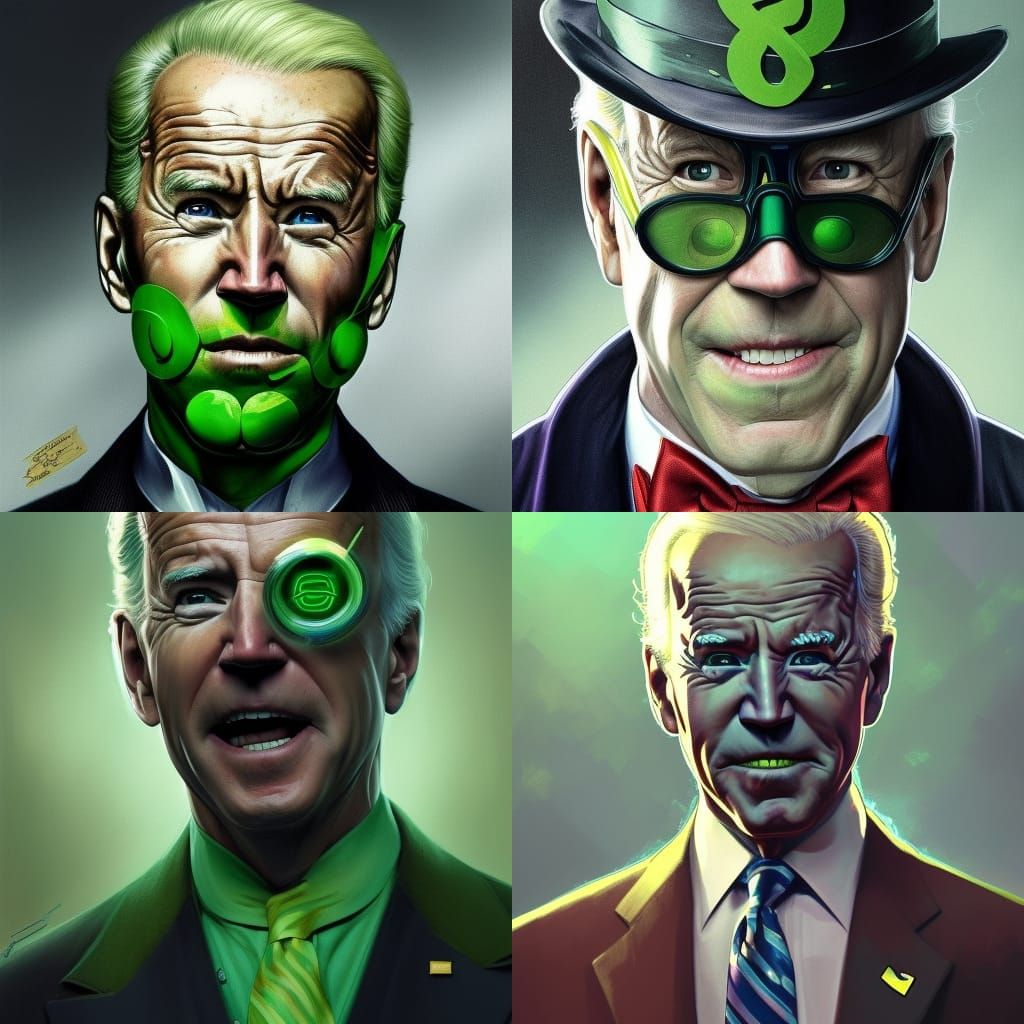 Joe Biden as The Riddler: Hyperdetailed Concept Art