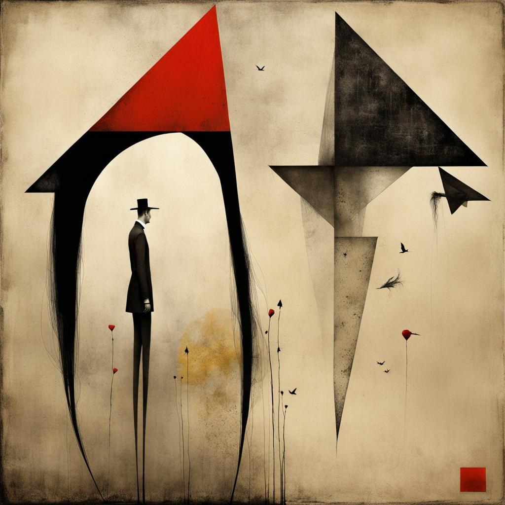 Surreal Love Rivalry in Abstract Style