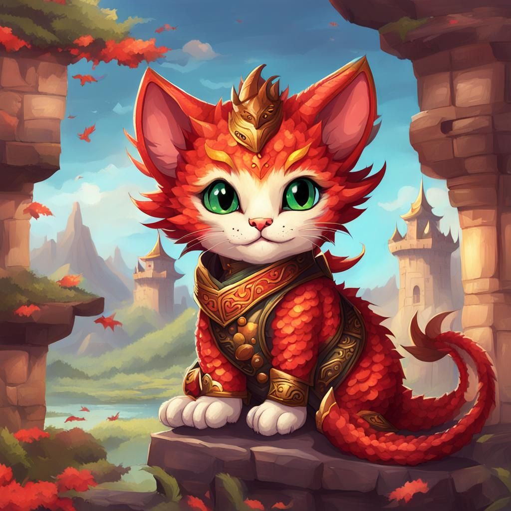 Cute Dragon Kitty: A Whimsical AI Creation