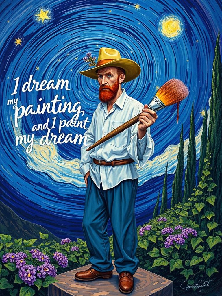 Dreamlike Starry Night Scene in an Impressionist Style