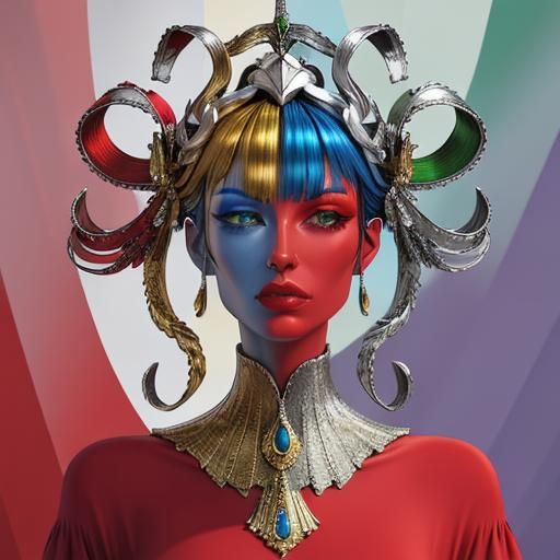 Abstract Image Featuring Red, Green, and Gold