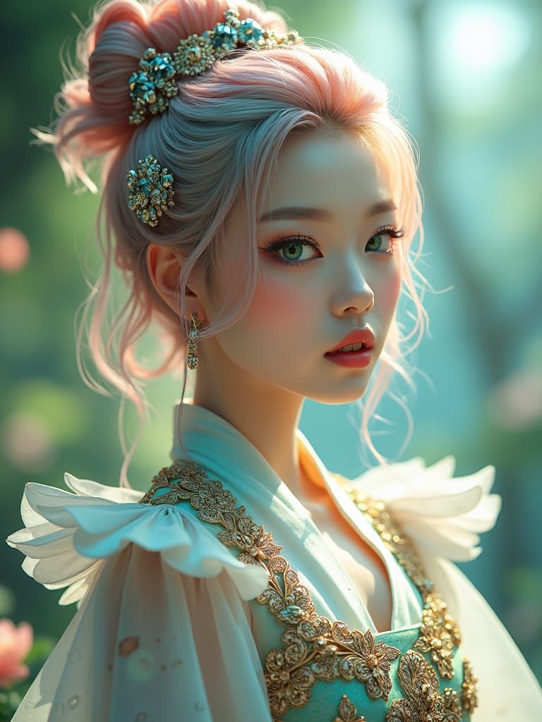 Korean woman big green eyes