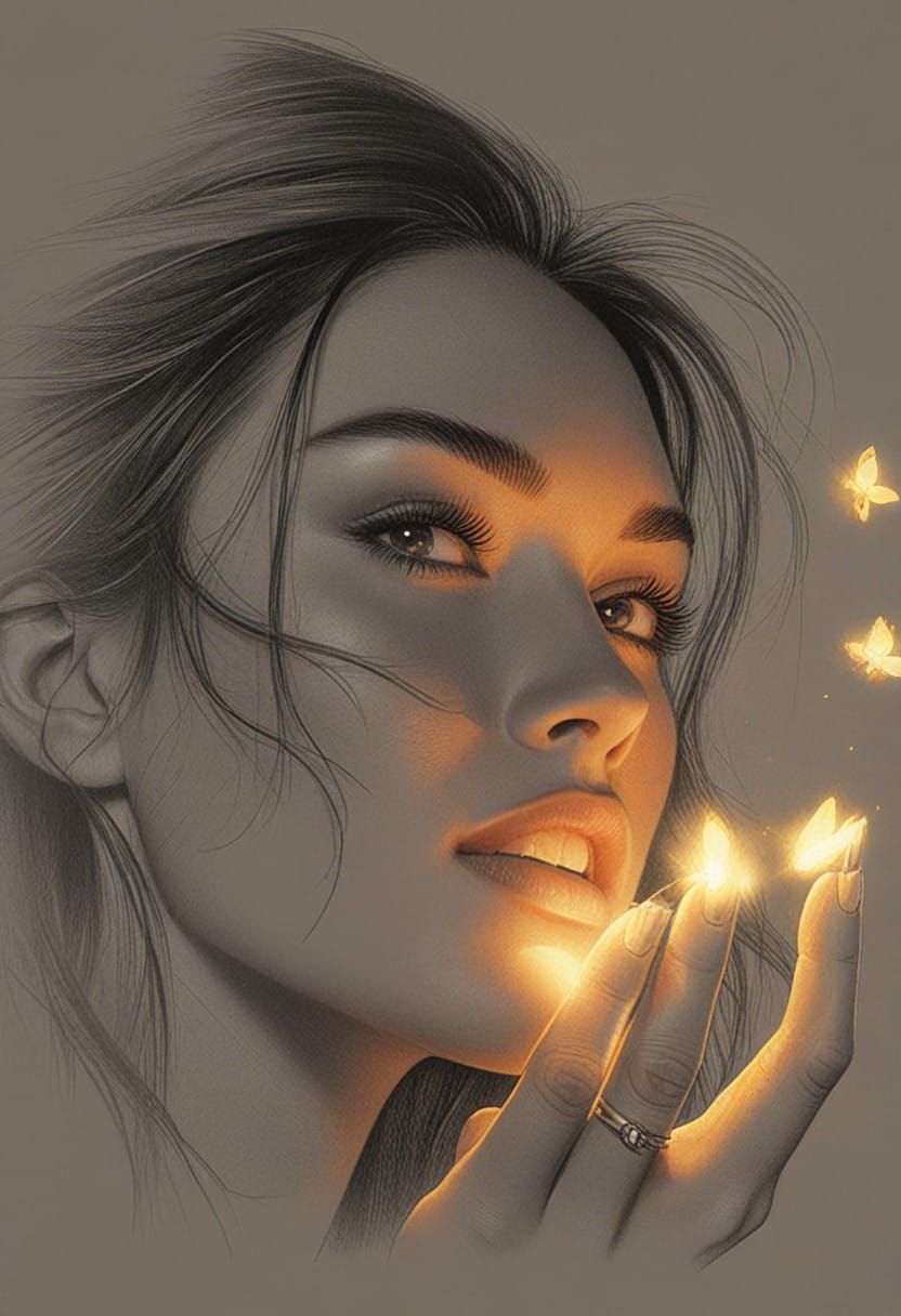 Glowing Portrait of Young Woman in Ethereal Light