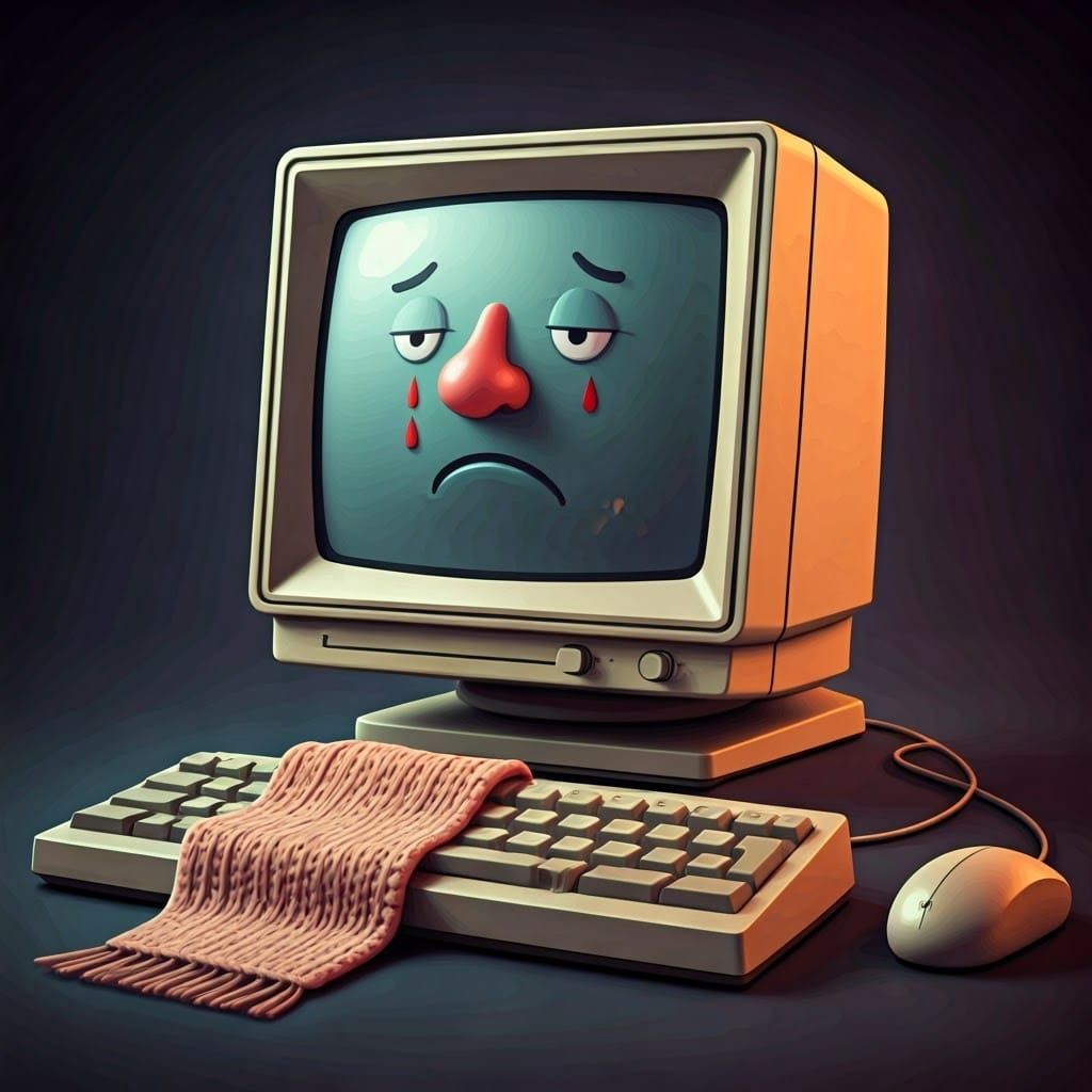 Sick Computer in a Cozy, Retro-Futuristic Setting