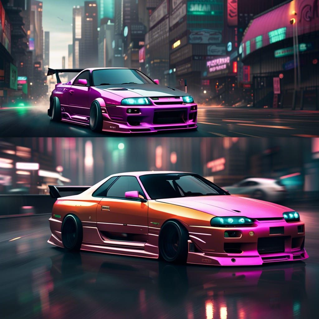 Cyberpunk Drift Tandem Featuring Supra and Skyline