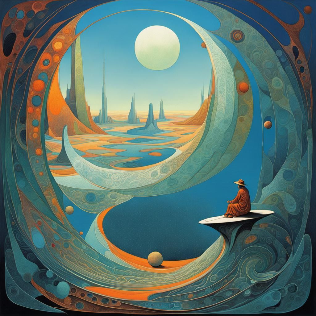 Abstract Moebius Art in Complementary Colors