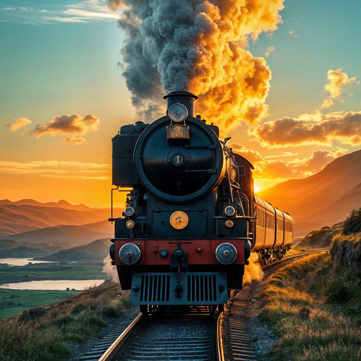 Stunning Flying Scotsman Sunset in Scottish Highlands