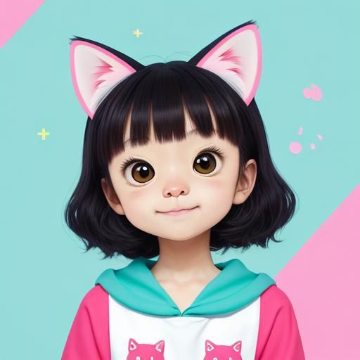 Cute Kawaii Cat Inspired by Pinkfong