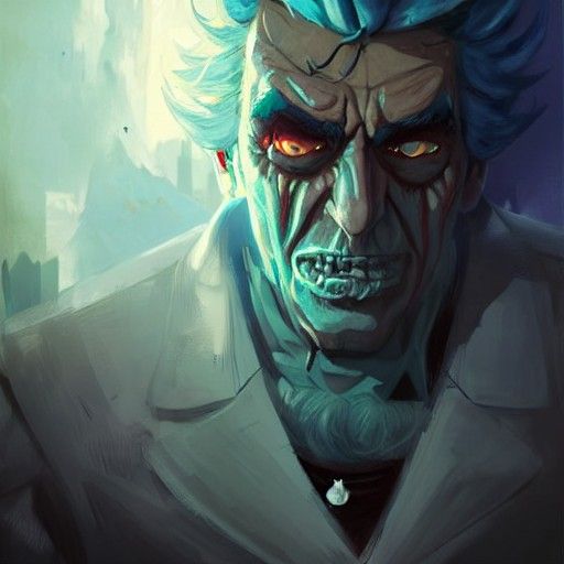 Sinister Rick Sanchez Portrait in Fantasy Art Style