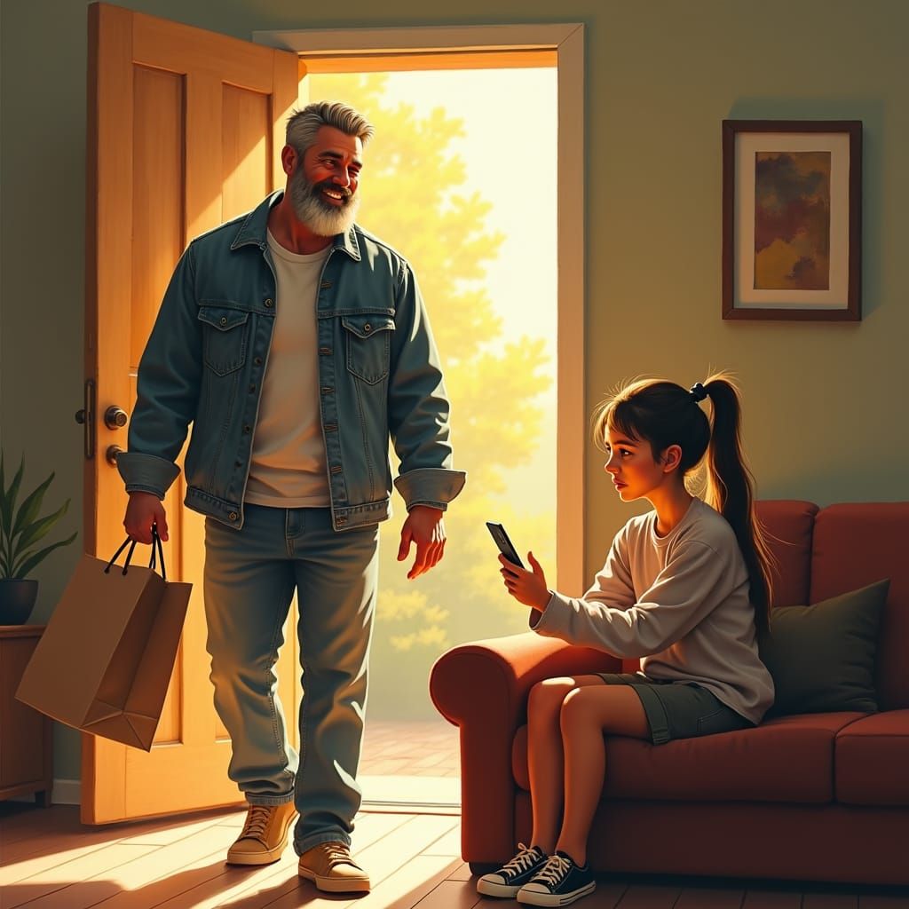 Disappointed Daughter's Reunion as Impressionist Painting