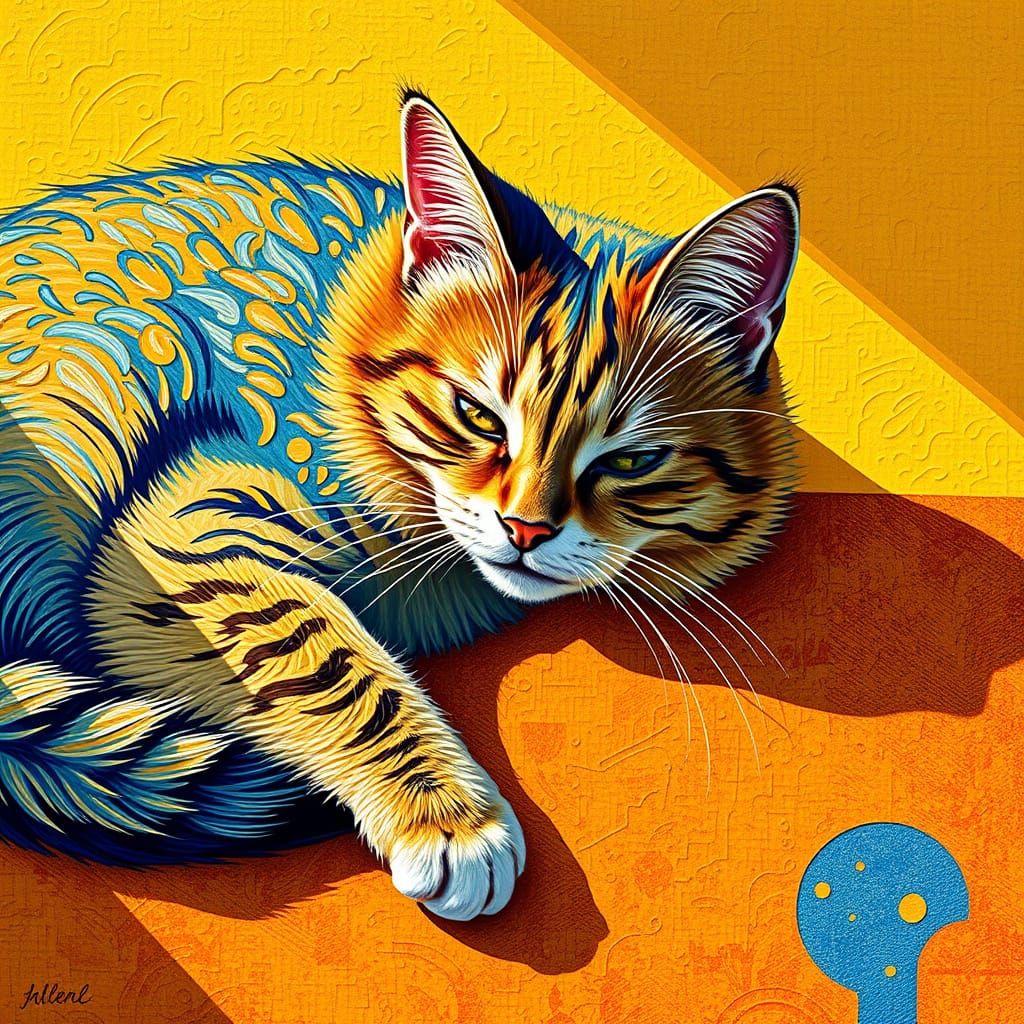 Serene Cat in Vibrant Golden Light