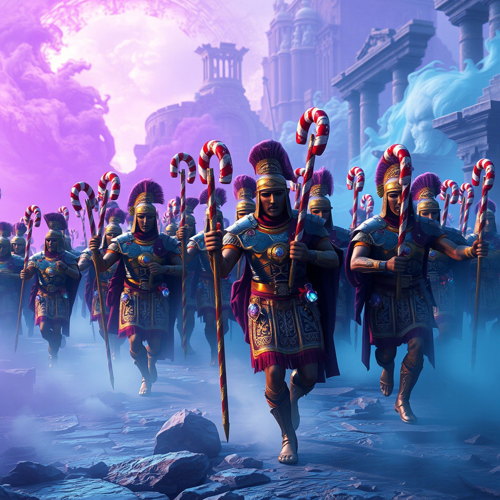 Roman Legionaries Marching Through a Mystical Realm