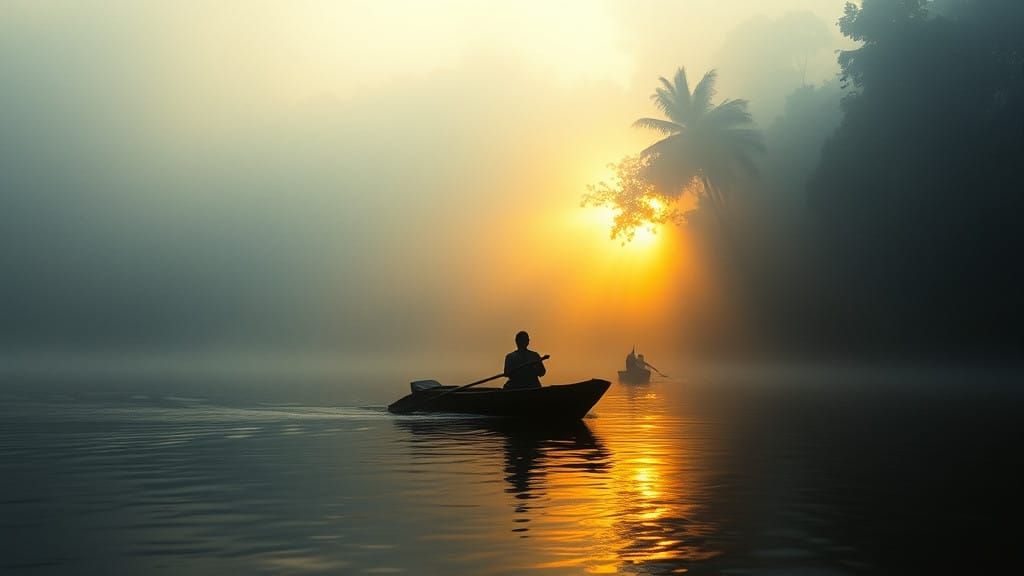 Sacred Mahakam River Rituals in Golden Dawn Light