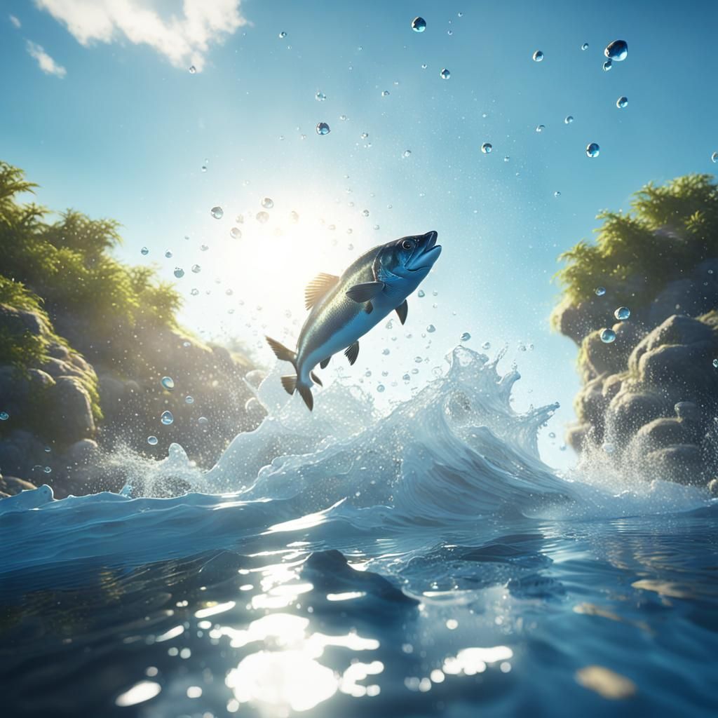 Fish Leaping: 3D Game Cinematic Masterpiece