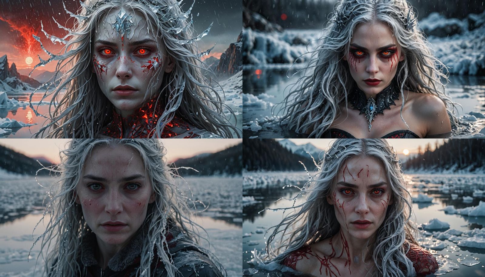 Icy Lake Woman: Hyperrealistic Digital Portrait