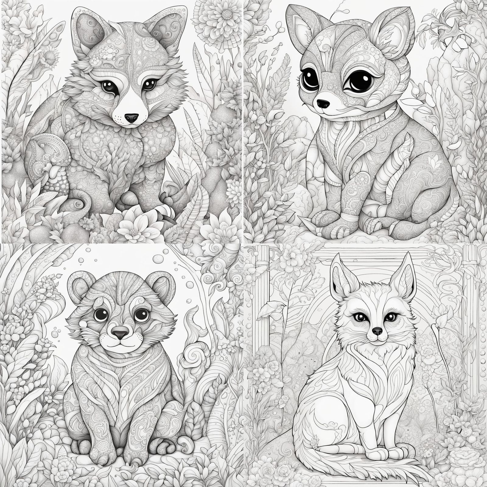 Detailed Animal Coloring Page in Natural Habitat