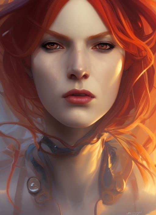 Tiefling Rogue Portrait in Hyperdetailed Fantasy Art