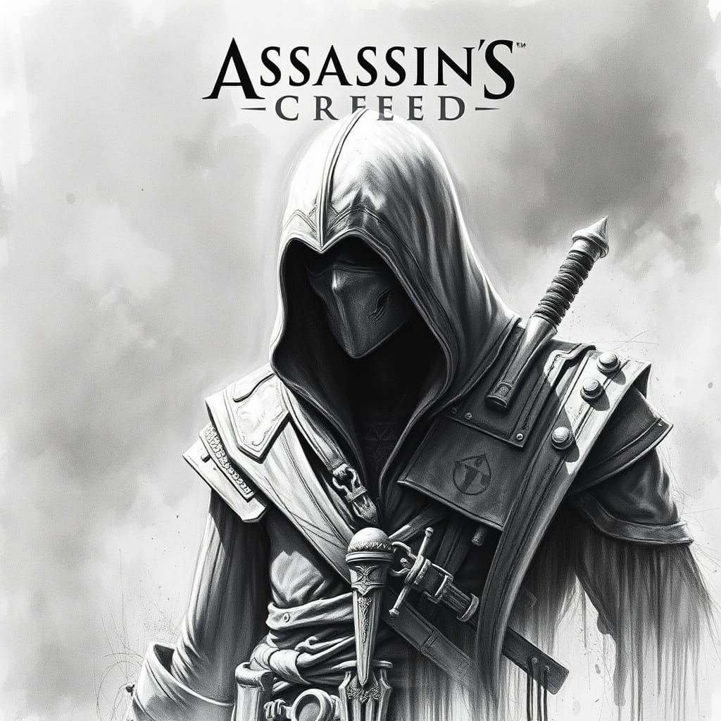 Assassin's Creed Origins Wallpaper in Charcoal Drawing Style