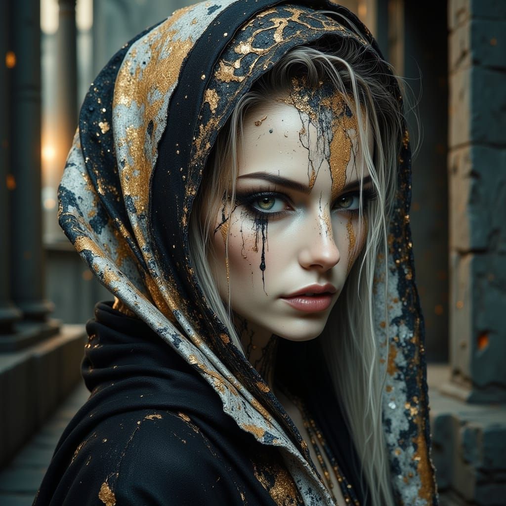 Dark, Abstract Portraits of Women in Oil Style