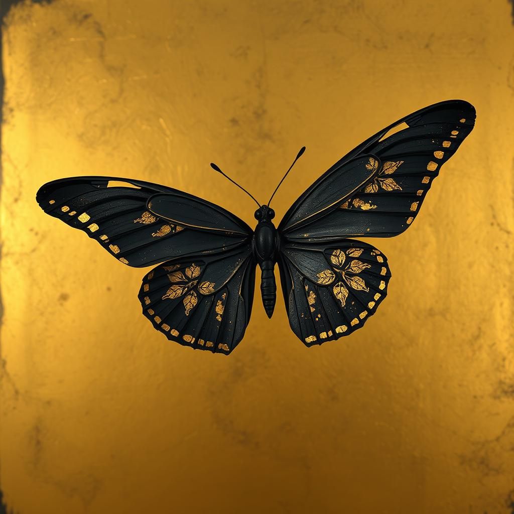 Kintsugi Butterfly with Gold-Dusted Cracks