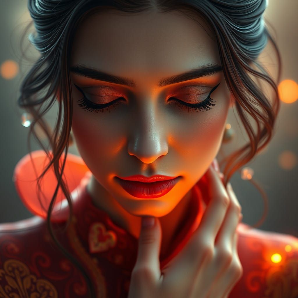 Surreal, Romantic Portraiture in Art Nouveau Style