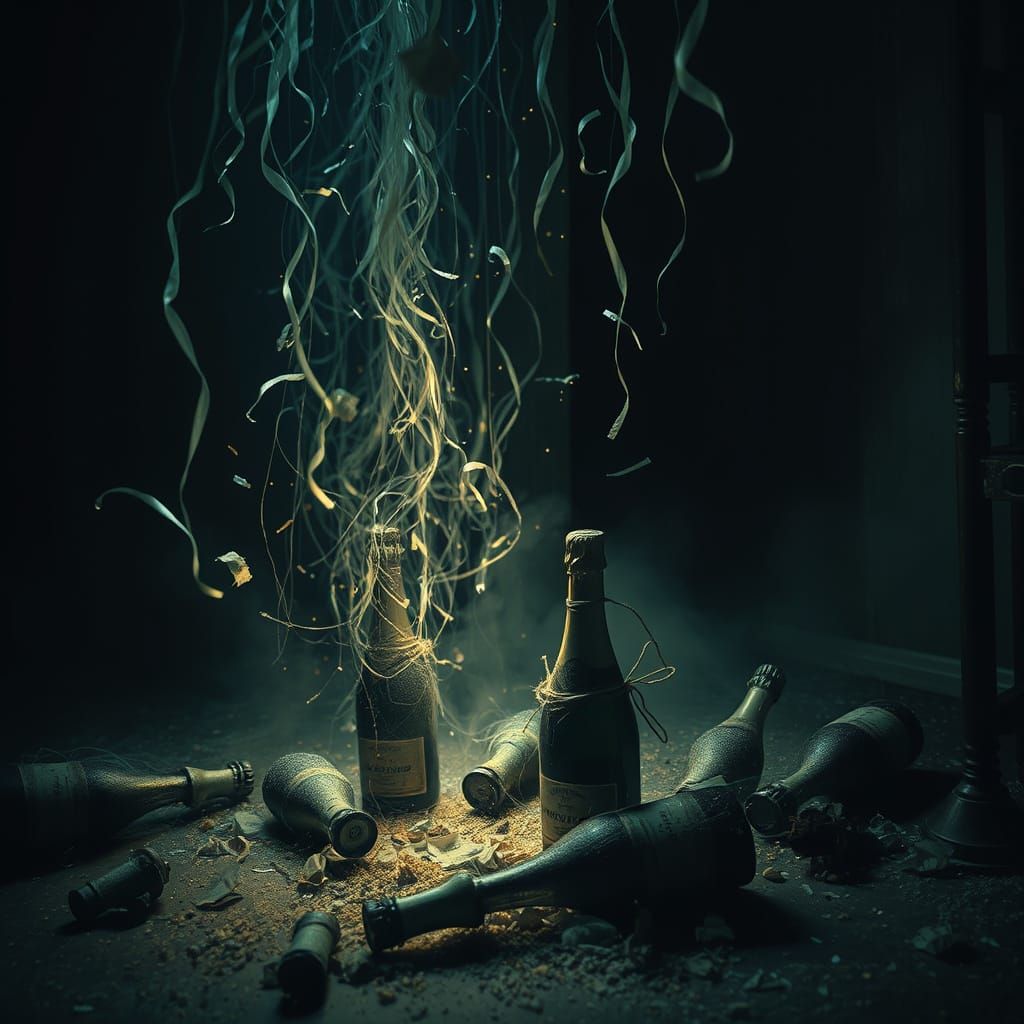 Spooky New Year's Eve with Ghostly Confetti and Cobwebbed Bo...