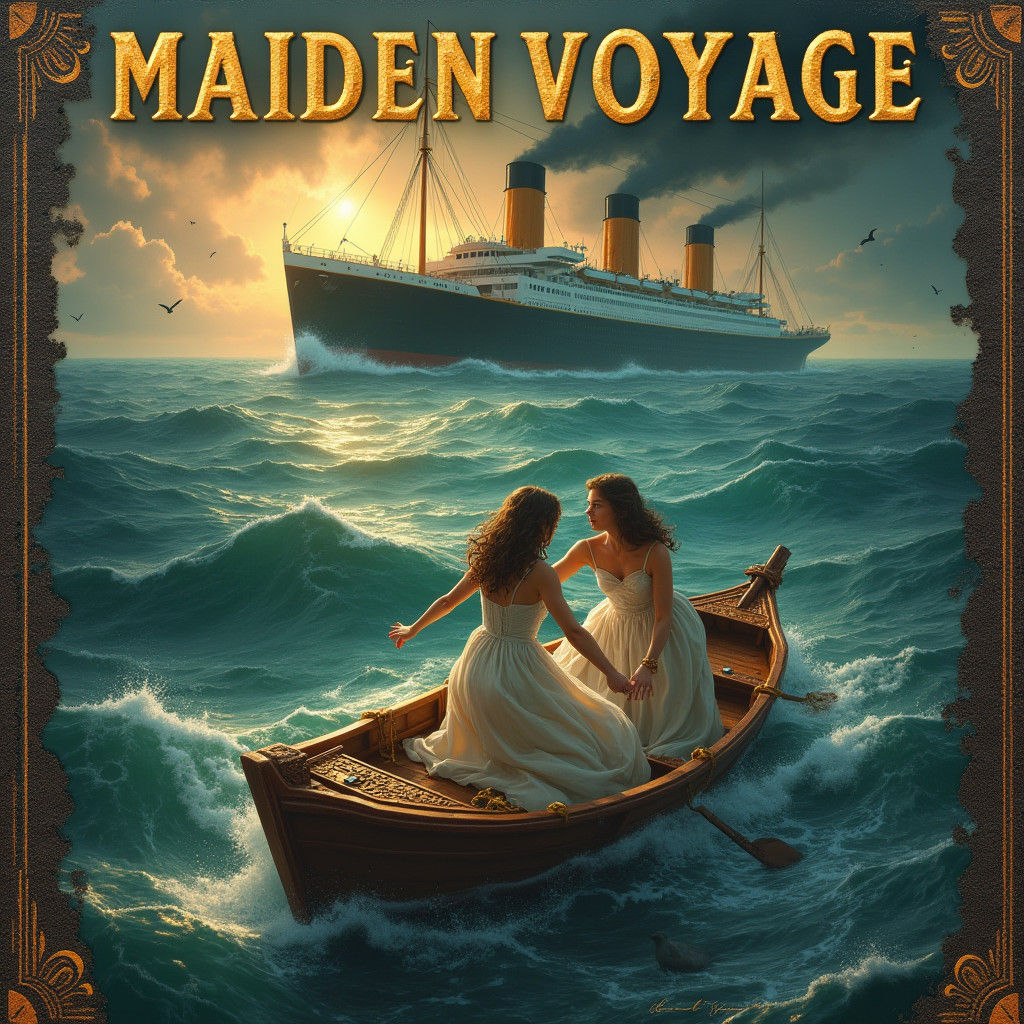 Maiden Voyage Book Cover in Golden Font on Worn Leather