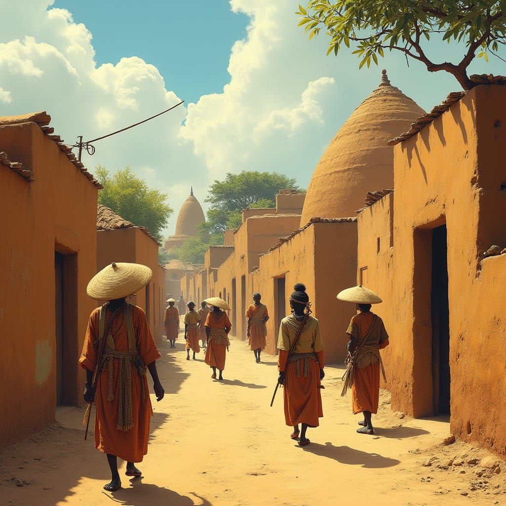 Ancient African City Street Scene