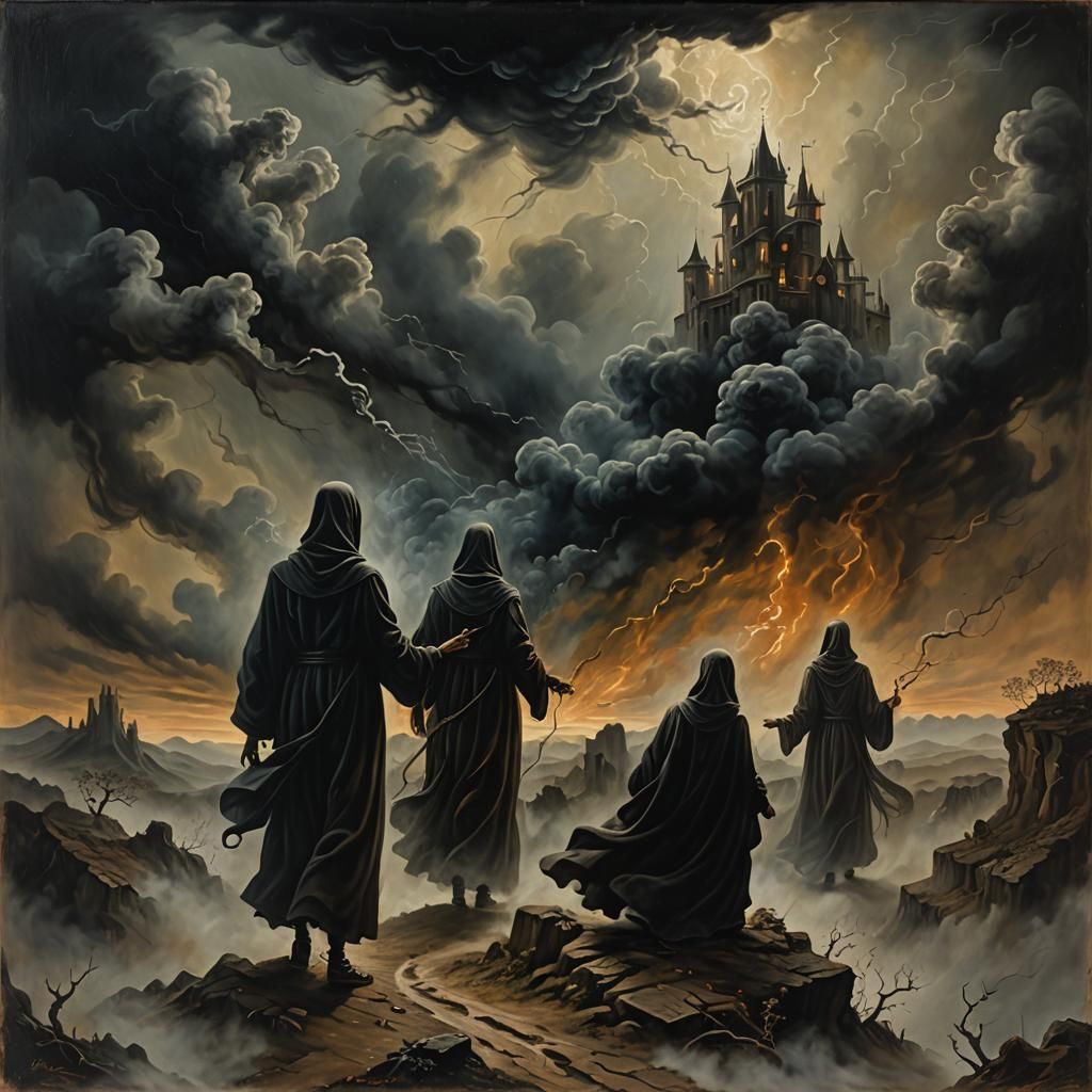 Apocalyptic Horsemen in Surreal Oil Painting Style