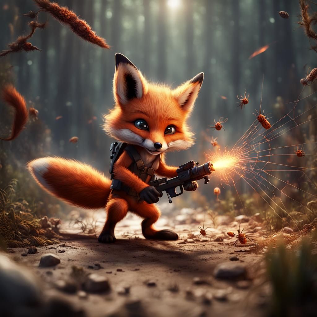 Fox Cub Defends Australia from Spiders