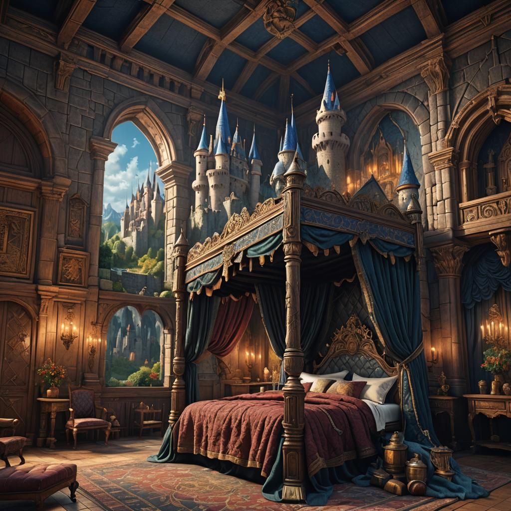 Quilted Castle Blanket on Four Poster Bed