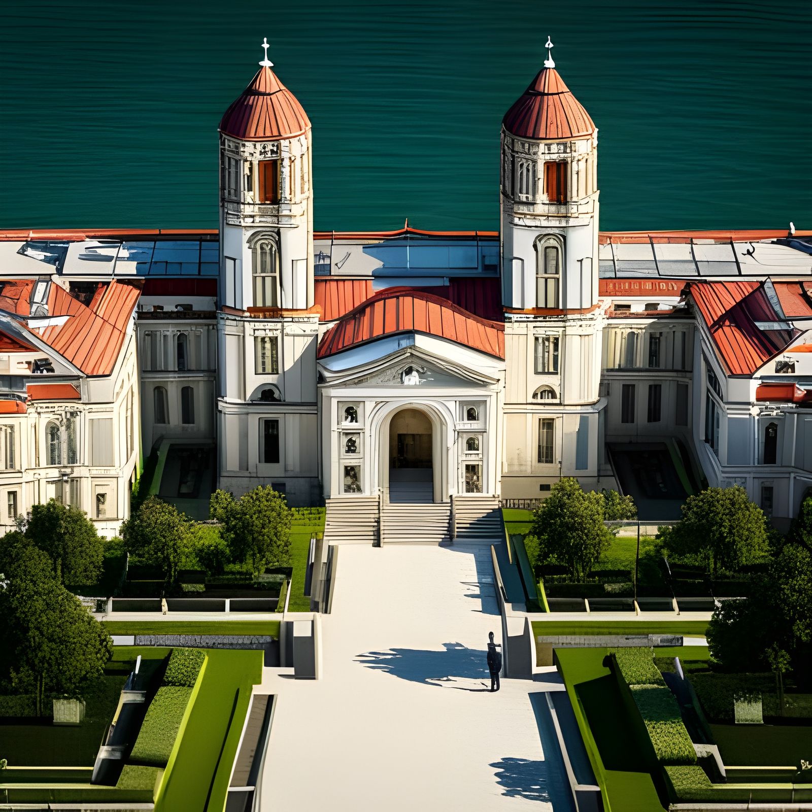 Classical Abkhazian Buildings in Divine Sunshine
