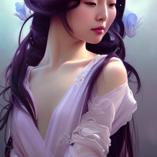Chinese Woman Portrait in Art Nouveau Style