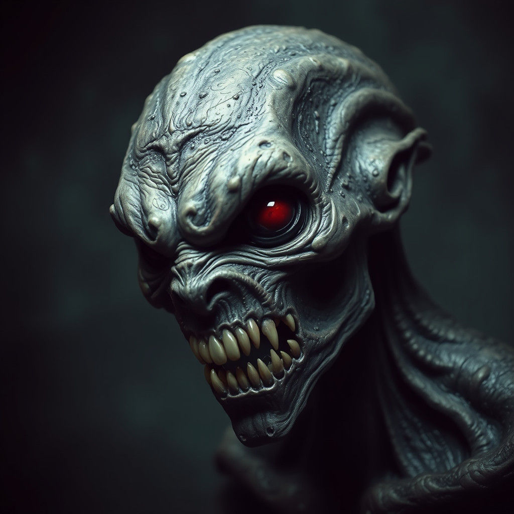 Gothic Creature with Bloodshot Eyes in Surrealist Style