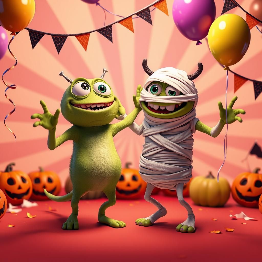Dancing Monsters Halloween Celebration in 3D Digital Art