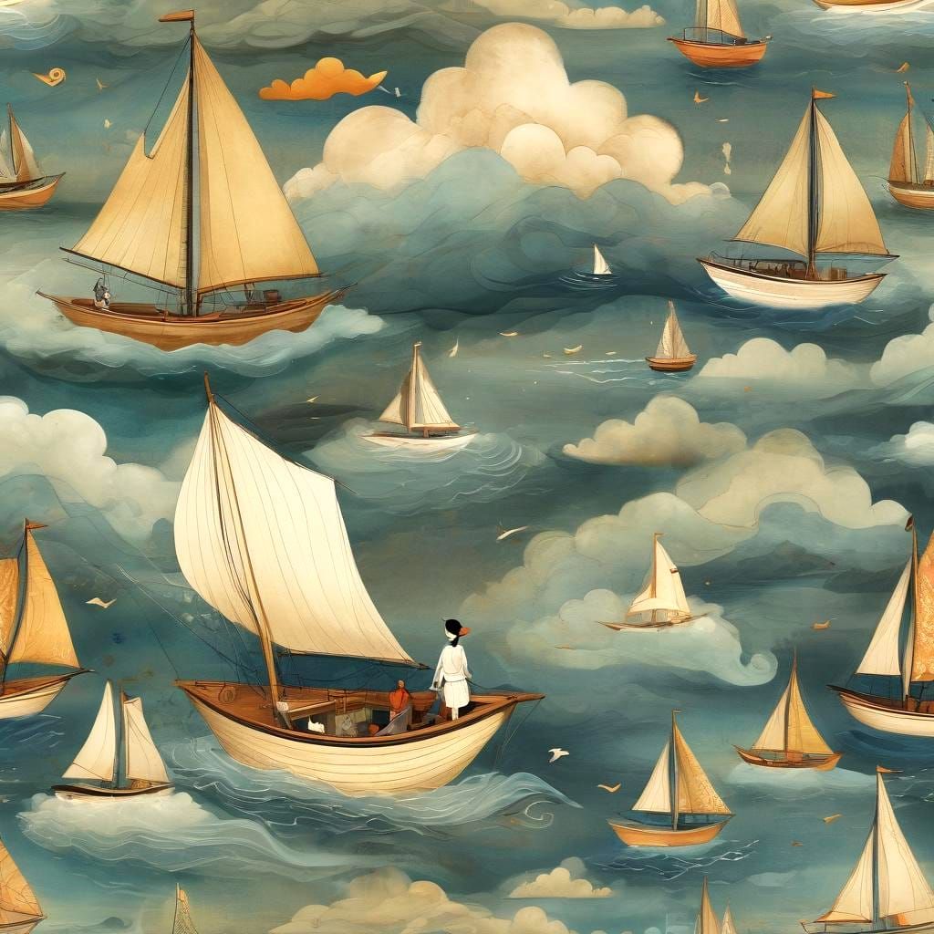 Sailor at Sea: Storybook Illustration in Art Brut Style